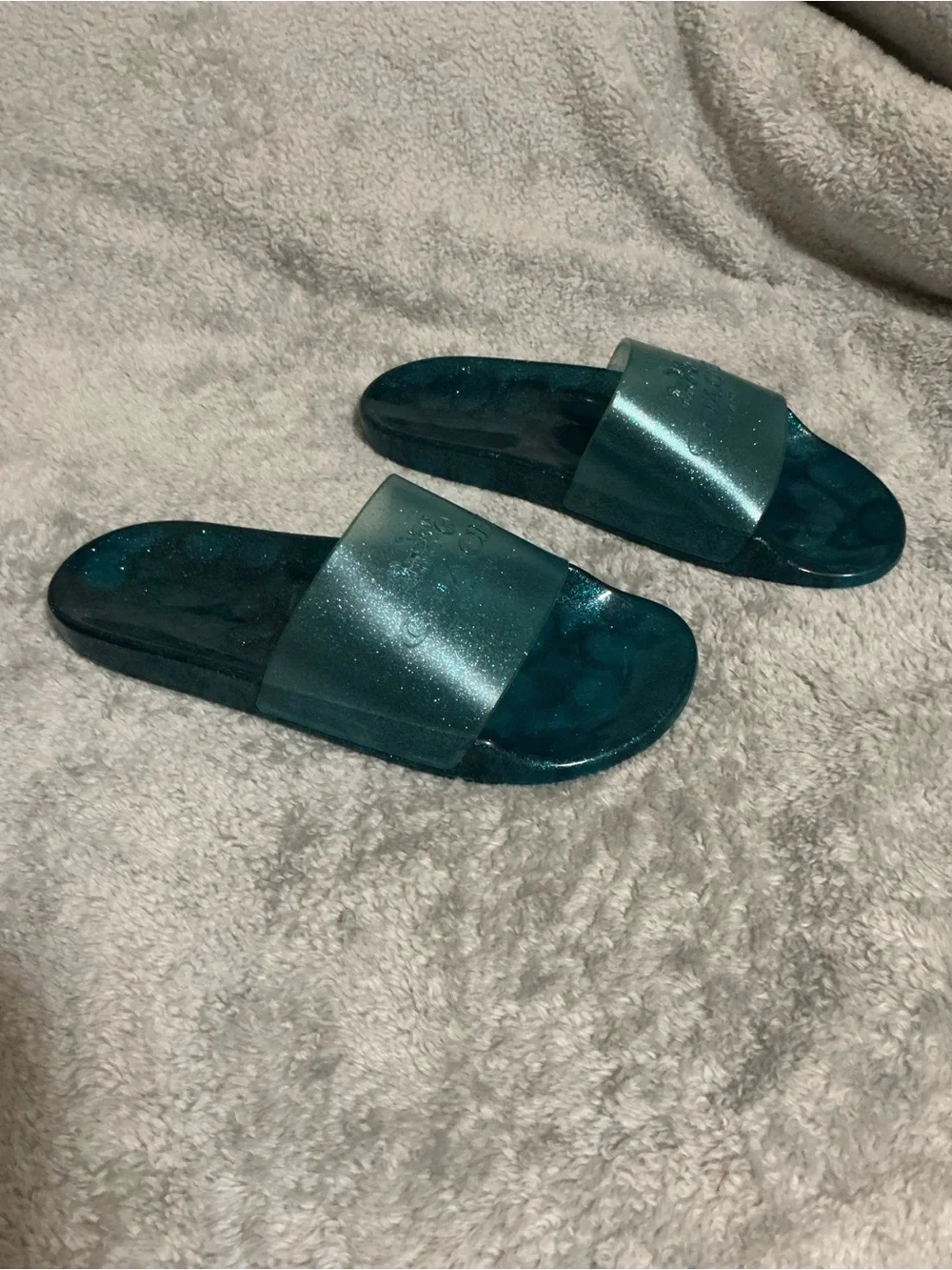 Women’s Glitter Teal Slide Sandals